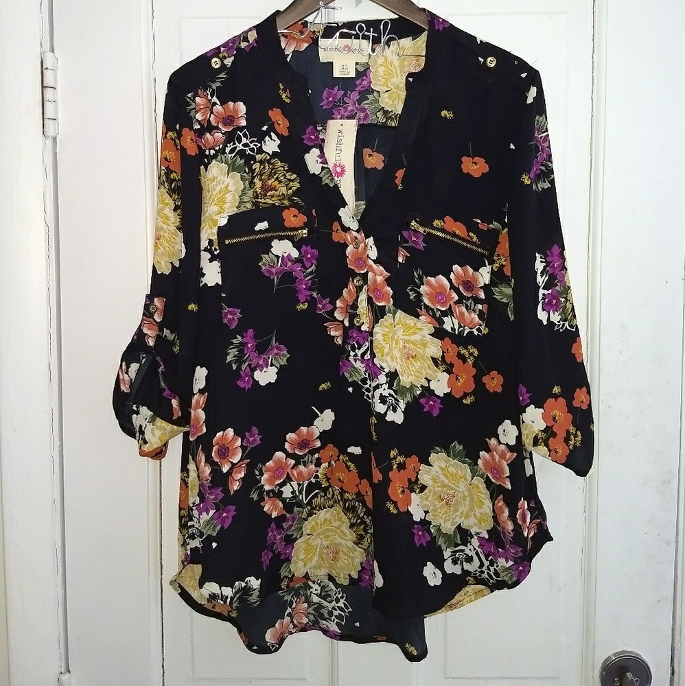 Sheer floral shirt nwt